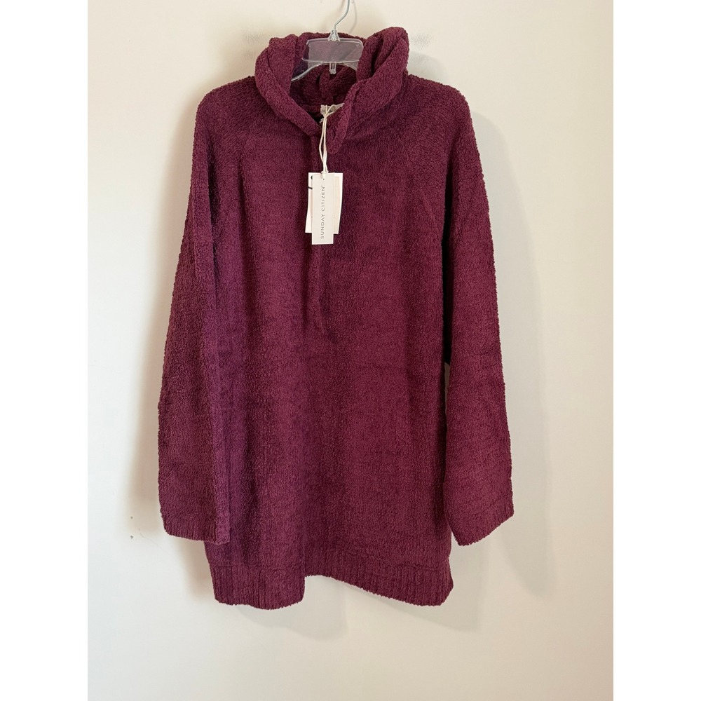NEW Sunday Citizen Snug Hoodie Womens One Size Burgundy Cozy Blanket Hoodie